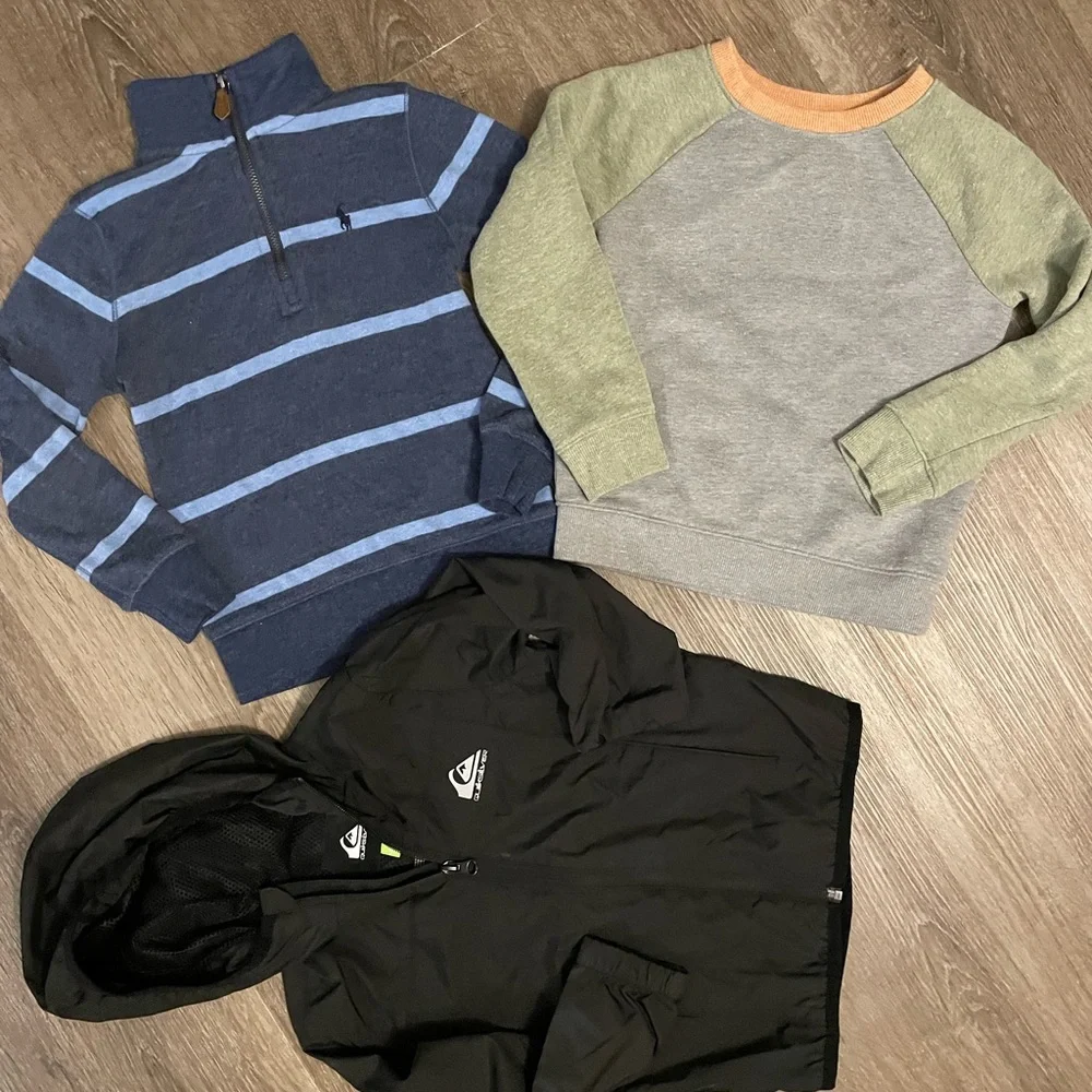 Boys Bundle of Ralph Lauren Quarter Zip Blue Stripe Sweater Cat & Jack sweater